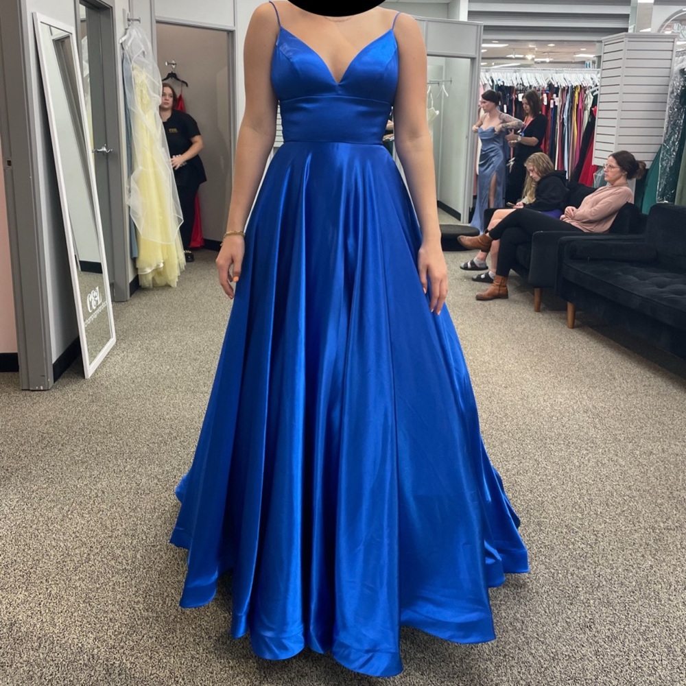 Elegant Royal Blue Satin Gown